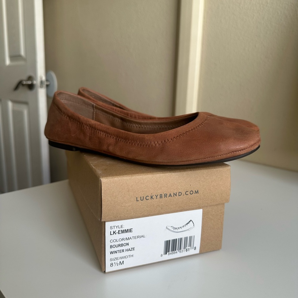 Lucky Brand Emmie Ballet Flat Leather - Bourbon Winter Haze - size 8M